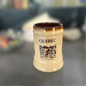Vintage Quebec Canada Coffee Mug Stein Souvenir Collectible Ceramic Stoneware